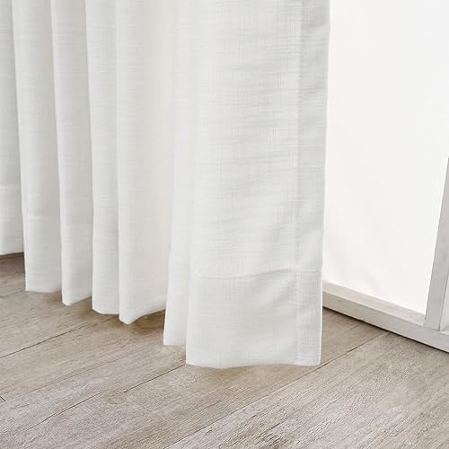 Miniatura 5 de Cortina plisada natural de lino para oscurecer la habitación, cortina para sala de estar, panel de tratamiento de ventana (2 paneles, 25 pulgadas de