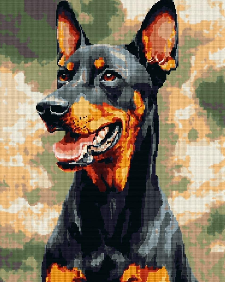 WallustrioaW DIY 11CT Stamped Cross Stitch Kits for Beginners,Doberman Pinscher Animal Dog,Easy Needlepoint Embroidery Cross Stitch Art Craft for Wall Decoration,40x50cm