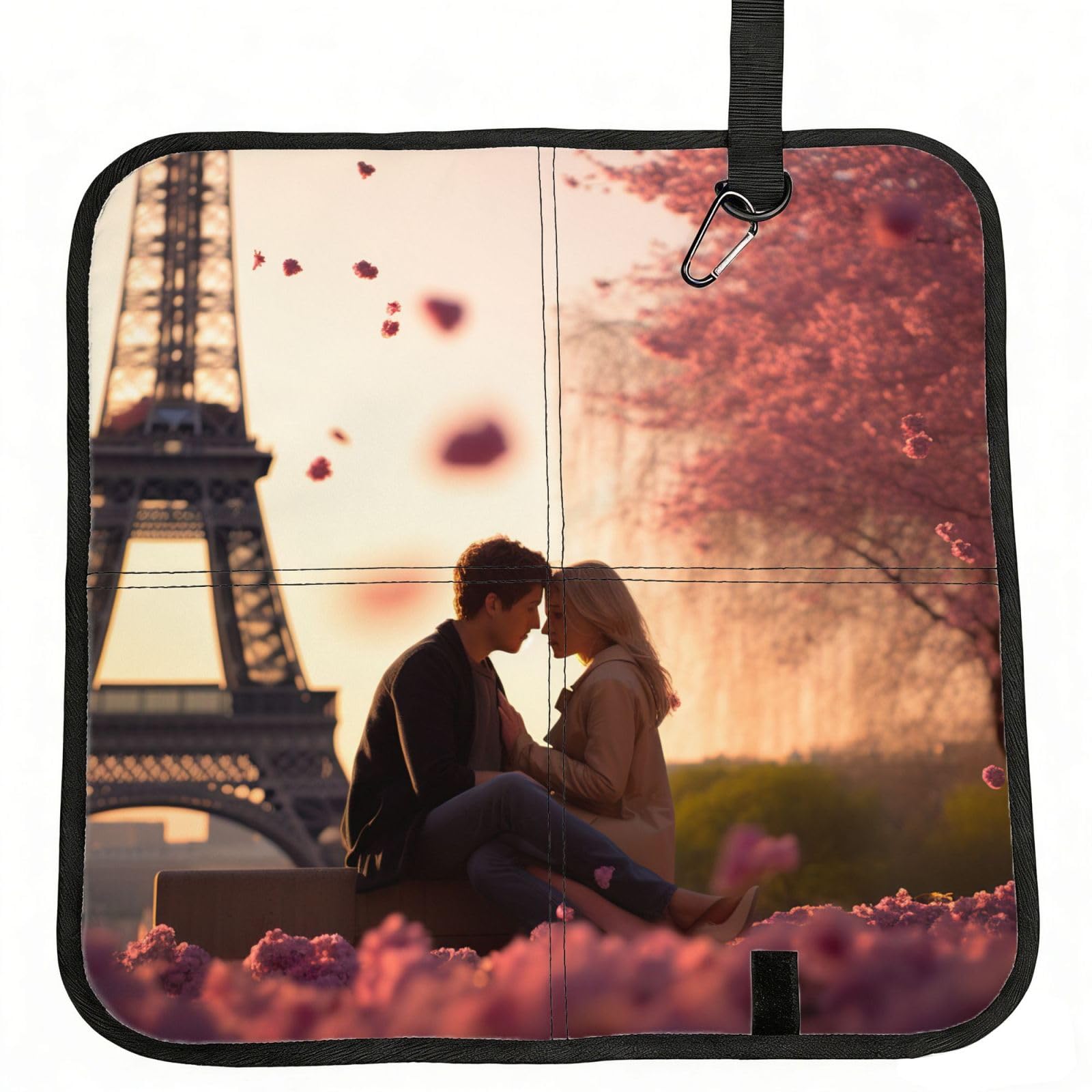 YGLHBDPBF Romantic Paris Butterfly Eiffel Print Camping seat cushion,Foldable Sitting Pads,Save Backpack Space for Hiking