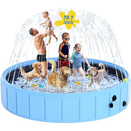 Spacious & Splashing Fun: Foldable Kid Pool with Sprinkler