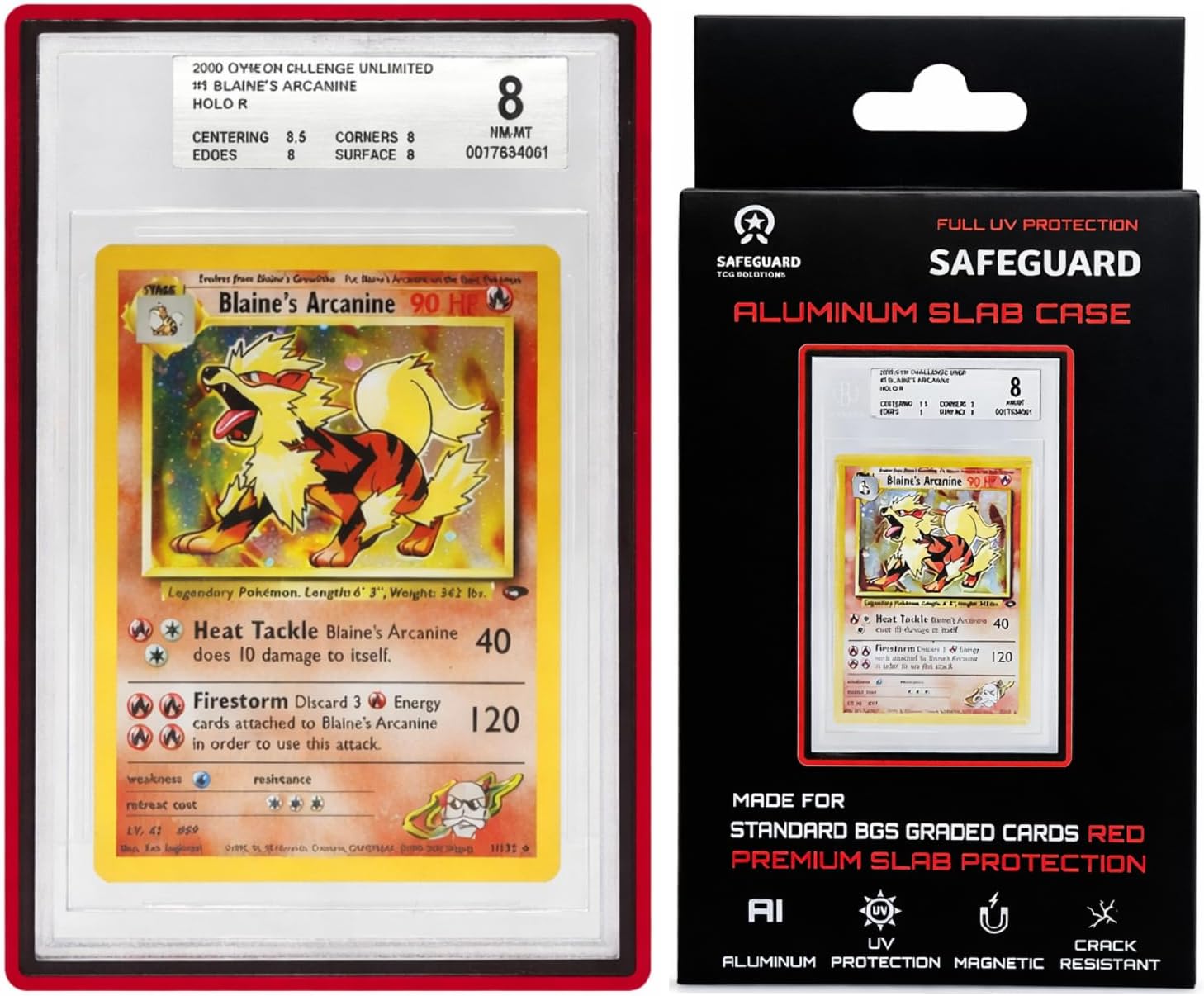 Metal BGS Slab Bumper Case UV Resistant- Safeguard Magnetic Aluminum Metal Case for Beckett Graded Cards (Black)