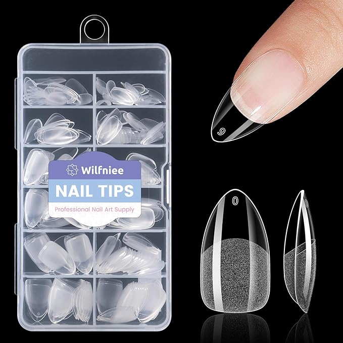 nails Medium Almond Nail Tips: 240PCS Soft Gel Clear Almond Pre-Shaped Nails Tips, 12 Sizes Full Cover Fake Press on Nails for Acrylic Nail Tip Home DIY Salon Nails