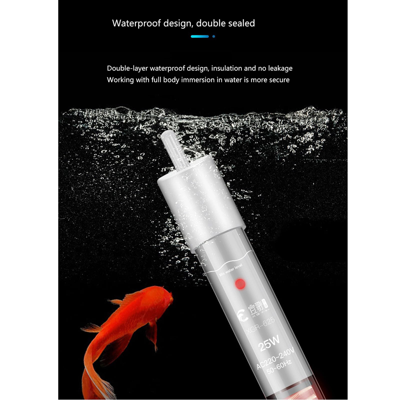 Mini riscaldatore termostatico Automatico a Basso Livello dell'Acqua antideflagrante per Acquario, 100 W (25 W)