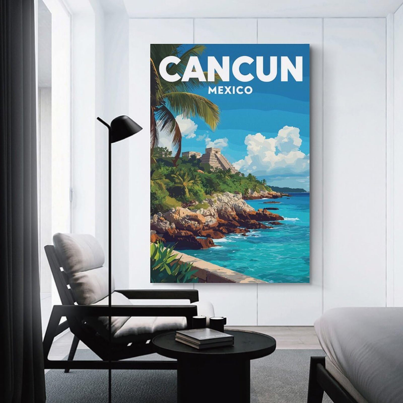 Junmoney Canvas Art Print Cancun Mexico Travel, 12x18inch(30x45cm), for Gallery Wall Decor And Room Displays, Wall Decor Suited to Curated Displays