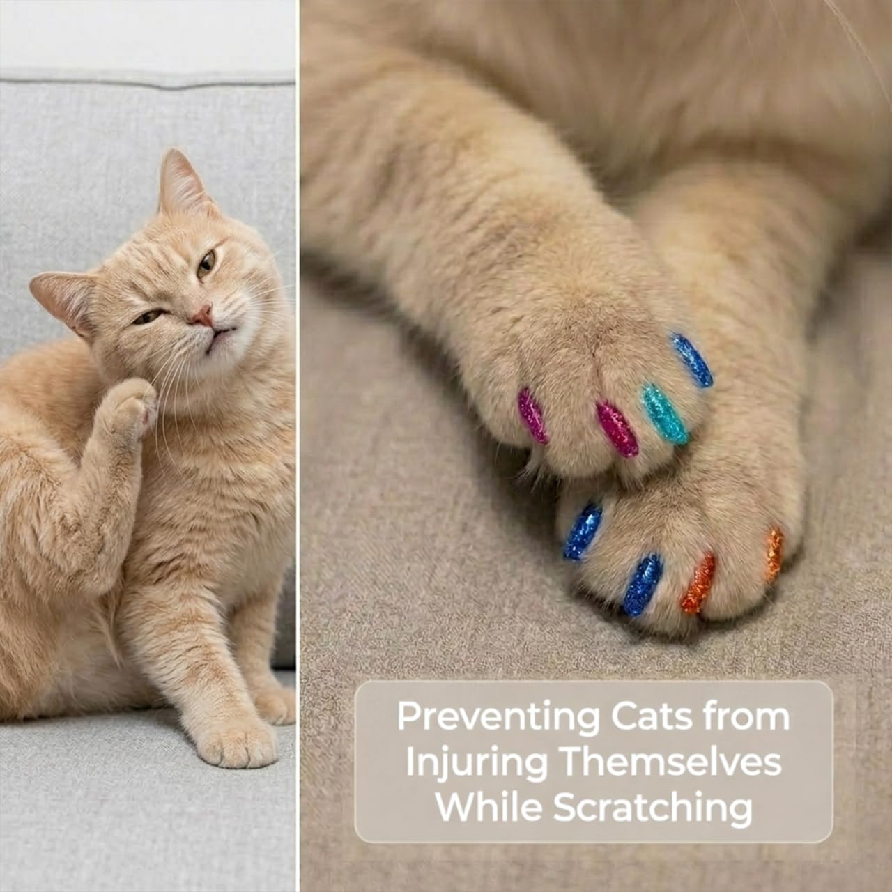 16 x colores brillantes / 160 piezas | Tapas para uñas de gato | Cubiertas de garra de gato con adhesivos y aplicadores (S)