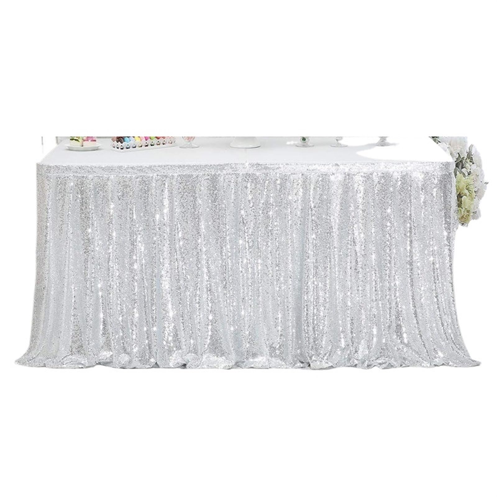 Dekoracja spódnicy stołu, Spódnice na stół imprezowy 70x(122-250)cm wielokolorowe(Silver,70x250CM)