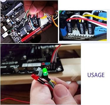 4Pcs Computer Case ATX Power On Off Reset Switch Cable with 2 LED Light Light Red Green ATX Case Front Bezel Wire,65cm