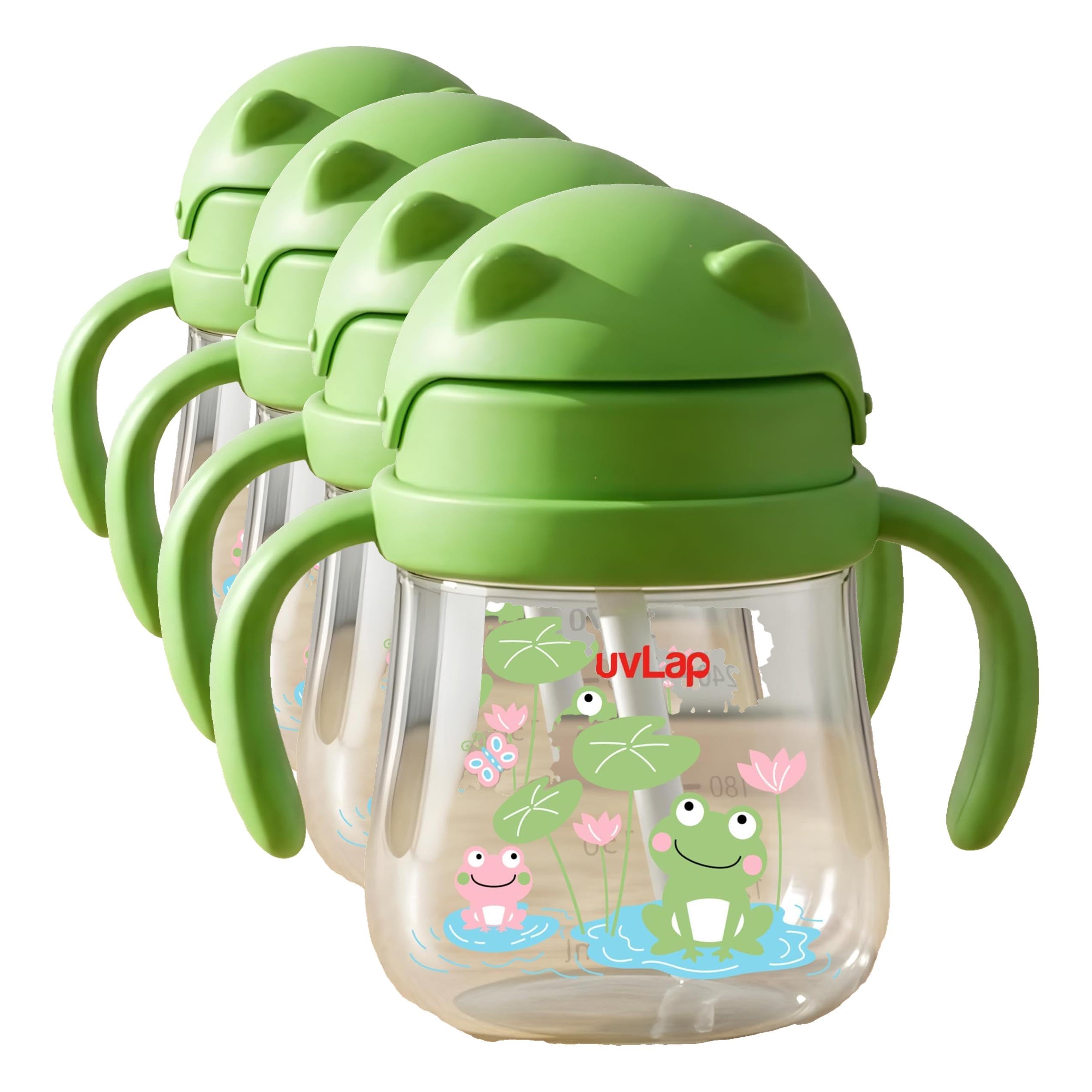 LuvLap Joy Anti Spill Sipper for Kids with Twin Easy-Grip Handles, 270 ml, Sippy Cups with Soft Silicone Straw, Training Cup for Kids,Water Bottle, Non-Toxic & BPA Free, 1 Year+ (Green) (Pack of 4)-image-19