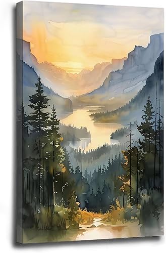 Lienzo enmarcado para decoración de pared, pintura de acuarela de OREGON, póster de estilo tradicional, arte de pared retro, impresión de calidad,