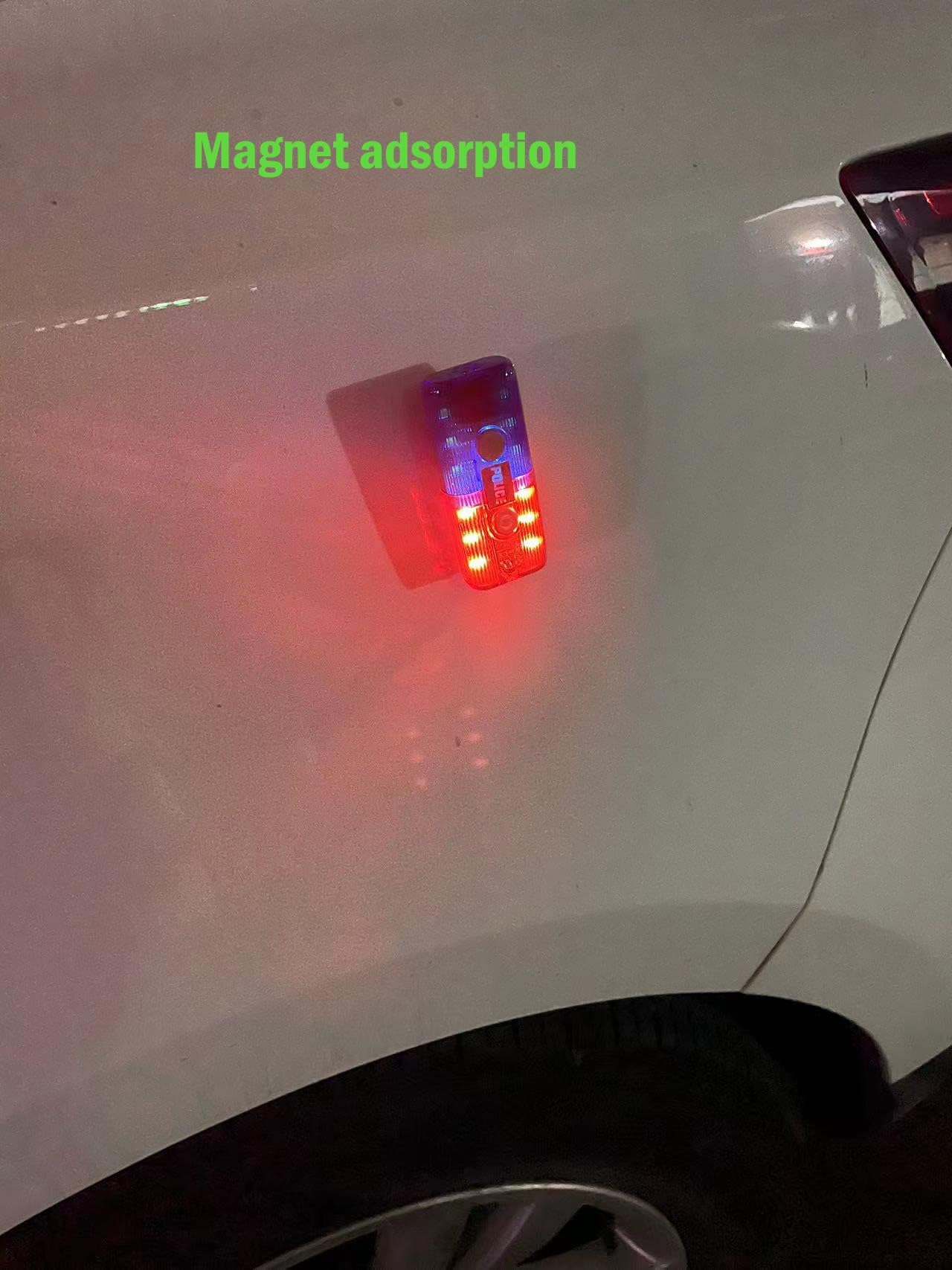 Luz Estroboscópica de Advertencia de Policía, Imán de Silbato Electrónico, Luz LED de Seguridad Recargable, Lámpara de Clip de Seguridad Intermitente con Linterna, Regalo para Niños