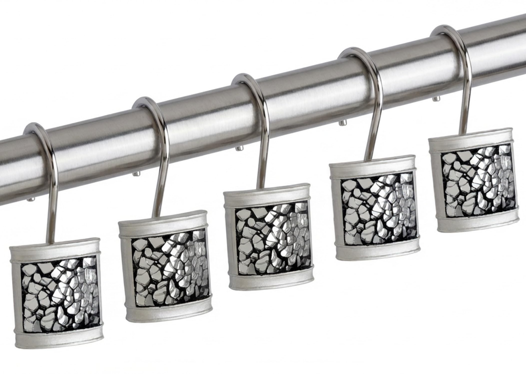 Creative Scents Silver Shower Curtain Hooks Decorative | Set of 12