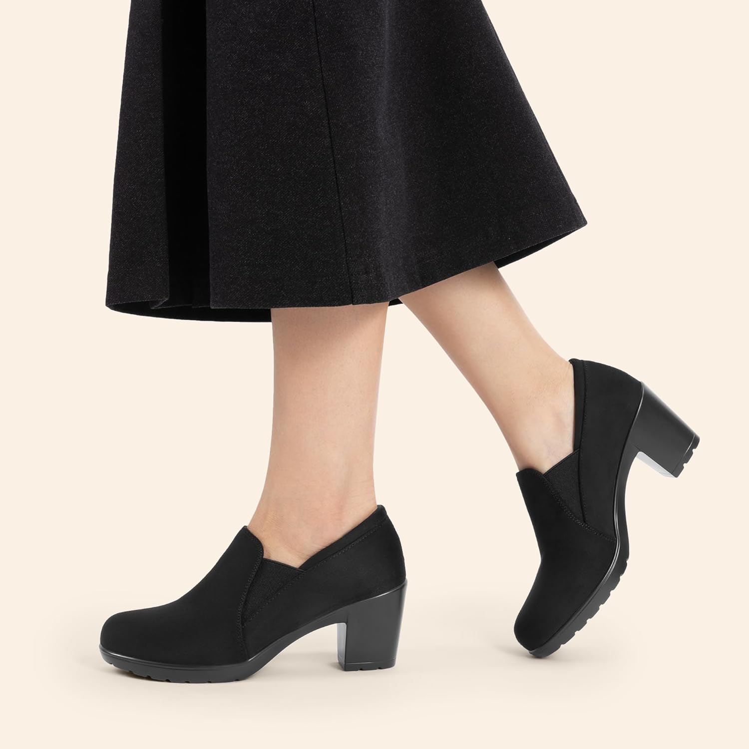 DREAM PAIRS Women's Low Chunky Block Heels Pumps Comfortable Slip-on Heeled Loafers Dress Work Shoes for Office Business LOLA - Image 2