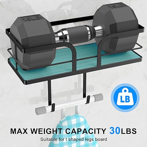 Miniatura 4 de Soporte para tabla de planchar para montaje en pared, soporte para plancha y tabla de planchar, metal con gran almacenamiento de base de madera y