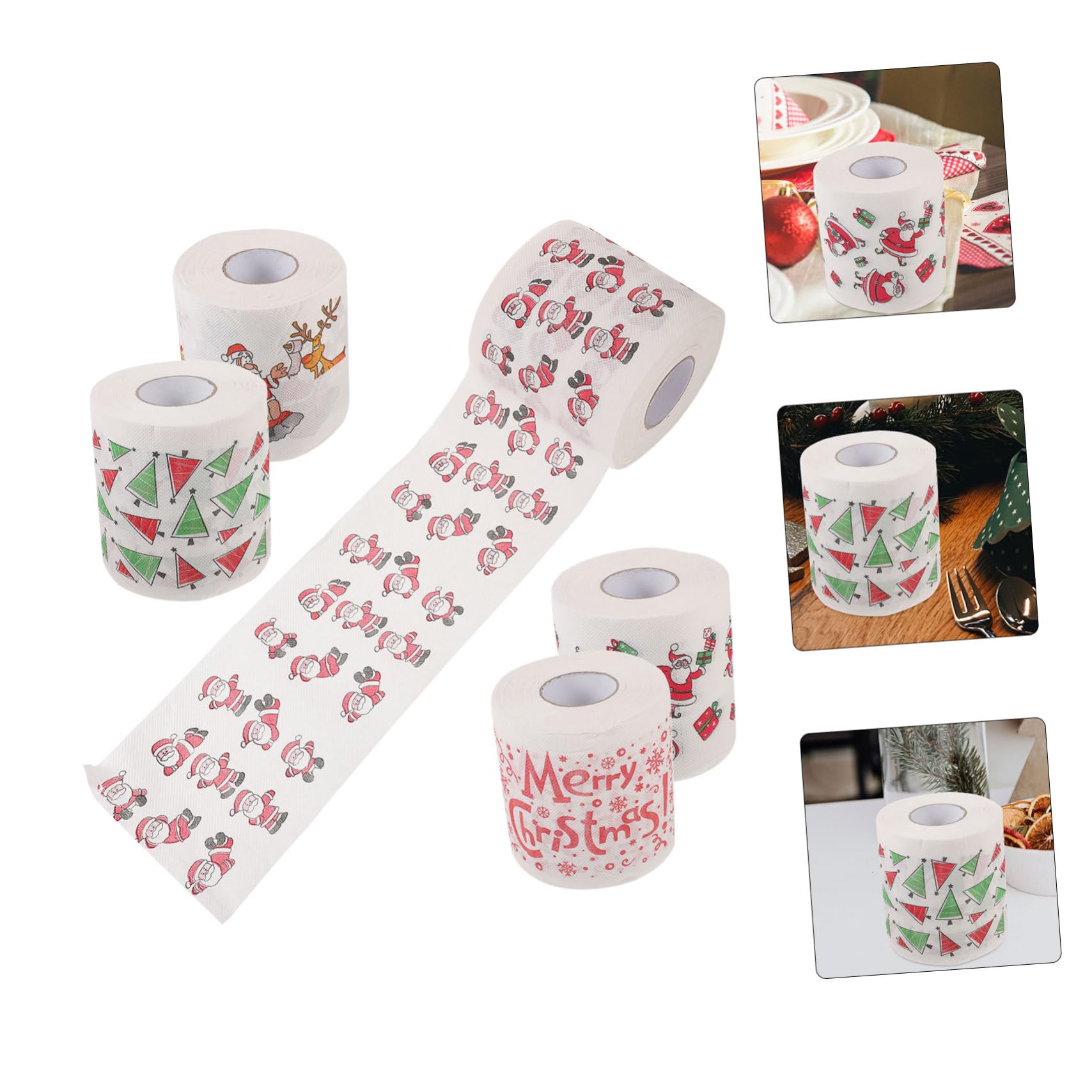 Healeved Servilletas Desechables con Diseño Original de Pulpa de Madera Navideñas Paquete de 5 Buena Capacidad de Absorción para Fiesta de Cena de Navidad