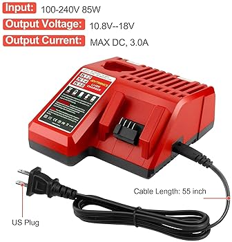 Portable Charger Replacement For Milwaukee Charger M18, Compatible With Milwaukee Battery Charger M18 18V Lithium-ion Batteries 48-11-1862, 48-11-1880, 48-11-1850, 48-11-1852, 48-11-1812