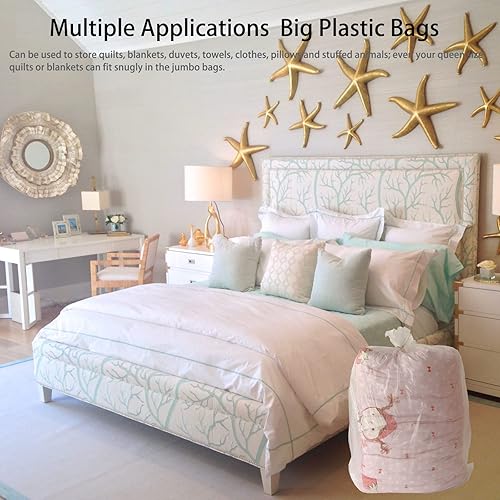 Miniatura 4 de Paquete de 10 bolsas de almacenamiento grandes de plástico transparente de 40 x 47 pulgadas bolsas de almacenamiento grandes a prueba de polvo a
