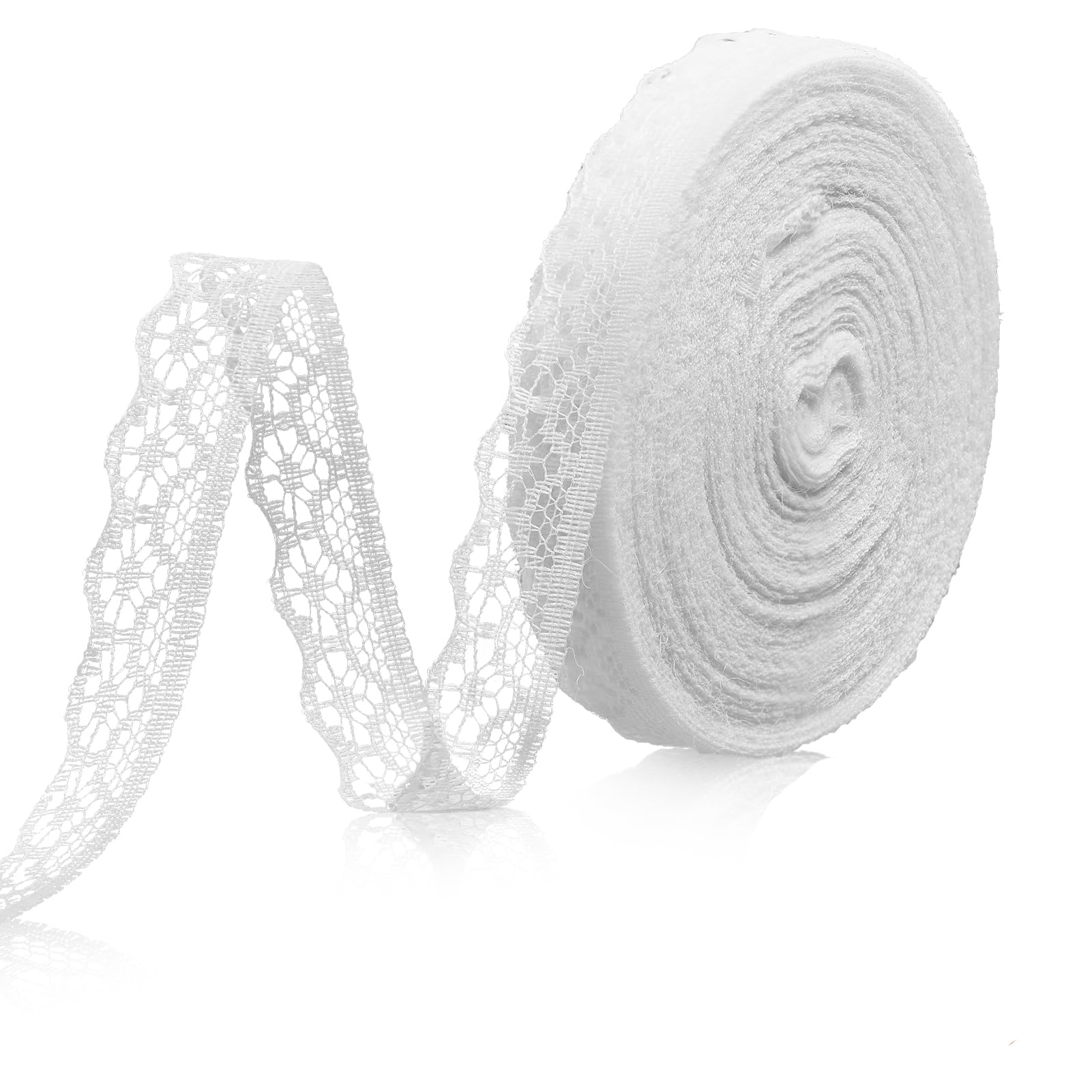 30-Yard Lace Trim Ribbon, White Lace Ribbon, 0.5 inch Width White Laces Trims Delicate Floral Pattern Ribbons for Crafts Sewing and Bridal Wedding Dress Applique Decorations