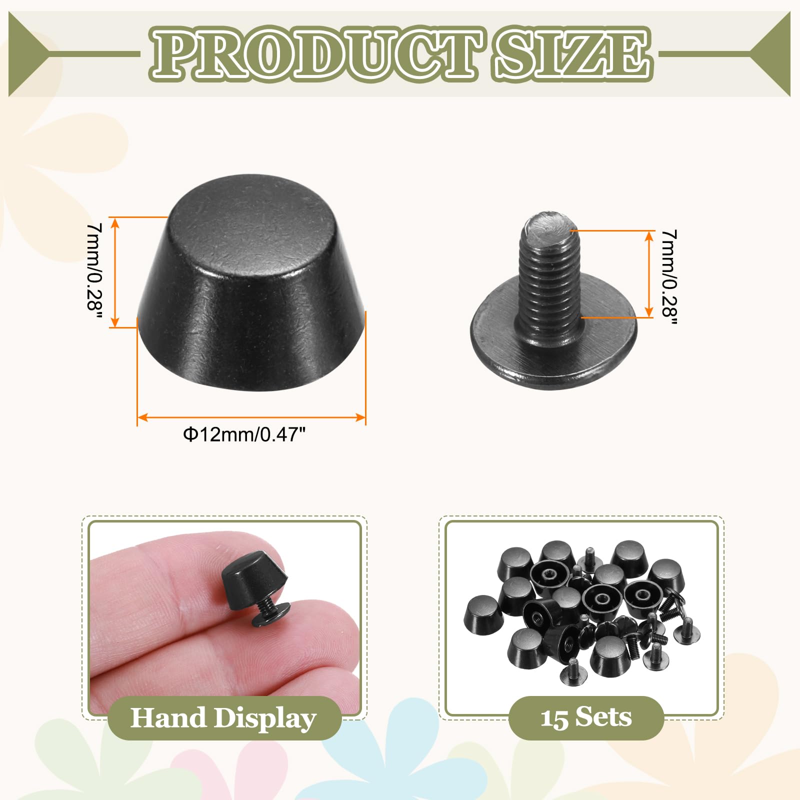 PATIKIL 12mm Screw Back Rivets Stud - Image 2