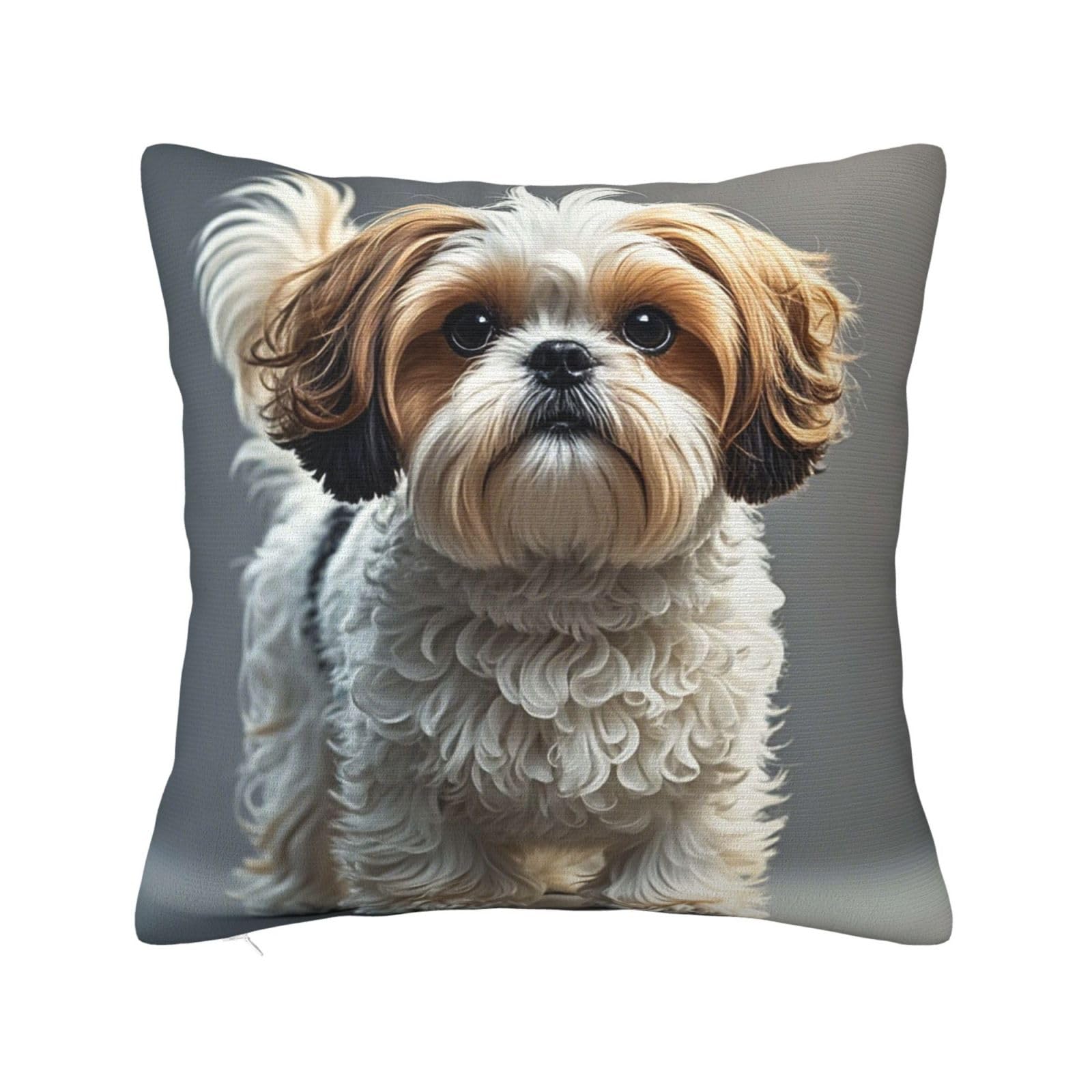 Paqolsmckr White Throw Pillows 24"X24" Decorative Throw Pillow Covers Shih Tzu Dog Pillow Cover Square Cushion Case For Living Room Pillow Cases Plush Cushion Covers