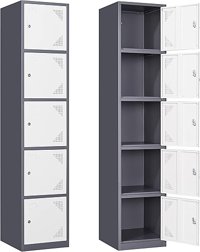 Vista 25 de SISESOL Organizador de casillero de metal para el trabajo, armarios de 66 pulgadas con puertas, armario de almacenamiento alto y estrecho - Armarios