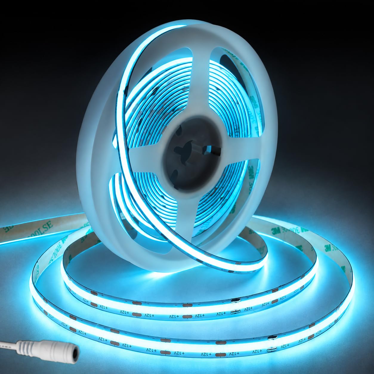JBdusn 24V COB LED Strip 10m, Ice Blue Flexible LED Strip Lights with 480LEDs/M,CRI 90+, 8mm Width,Uniform Dotless LED Tape Light for Room Cabinet Home DIY Projects (Not Power Supply)