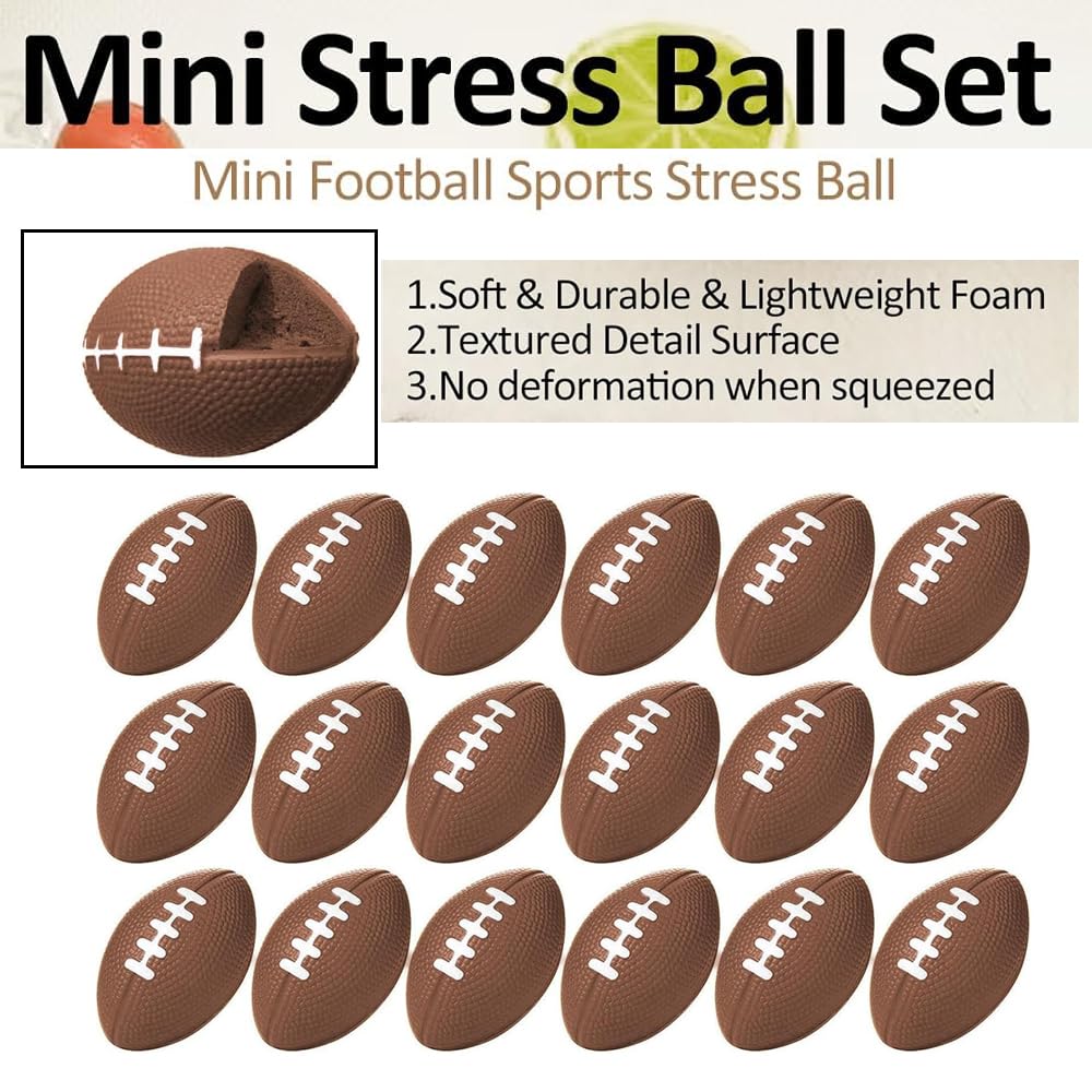 5-100 Stück Schaumstoffbälle,Mini Sportbälle,5.5cm Mini Rugby | FußballRugby Stressbälle,Stressabbau Spielzeug,RugbyStressbälle für Kinder und Erwachsene-Party-Zubehör,Squeeze Toys
