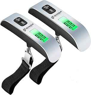 ميزان أمتعة إلكتروني 50 كيلوجرام من جينزا ترافيل رقمي عالي الدقة للسفر لون فضي قطعتين