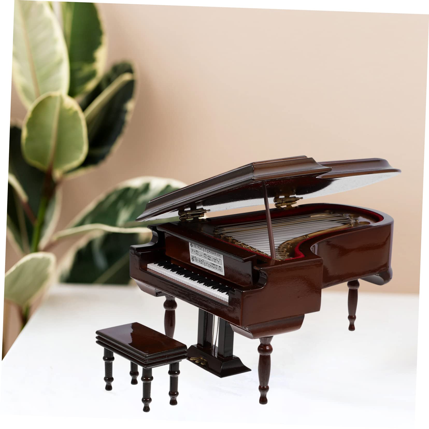 Vaguelly Caja Musical Portátil con Forma de Piano de Escritorio en Madera y Metal, Adorno Práctico y Elegante para Regalo de Cumpleaños