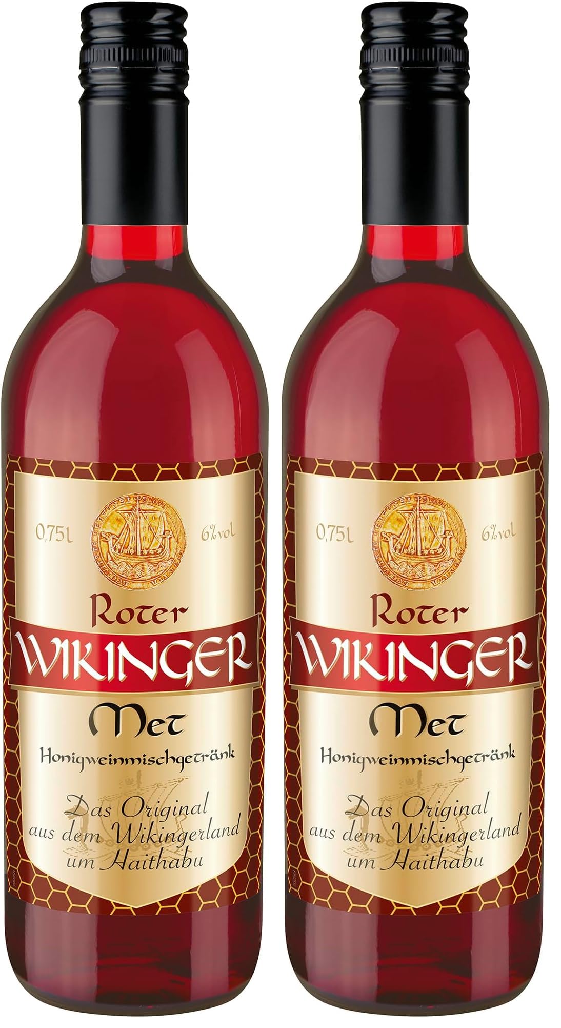 Wikinger | Roter Wikinger Met | 1 x 0,75L | Honigwein aus der historischen Ursprungsregion in Norddeutschland mit Kirschsaft | fruchtig aromatisch (Packung mit 2)
