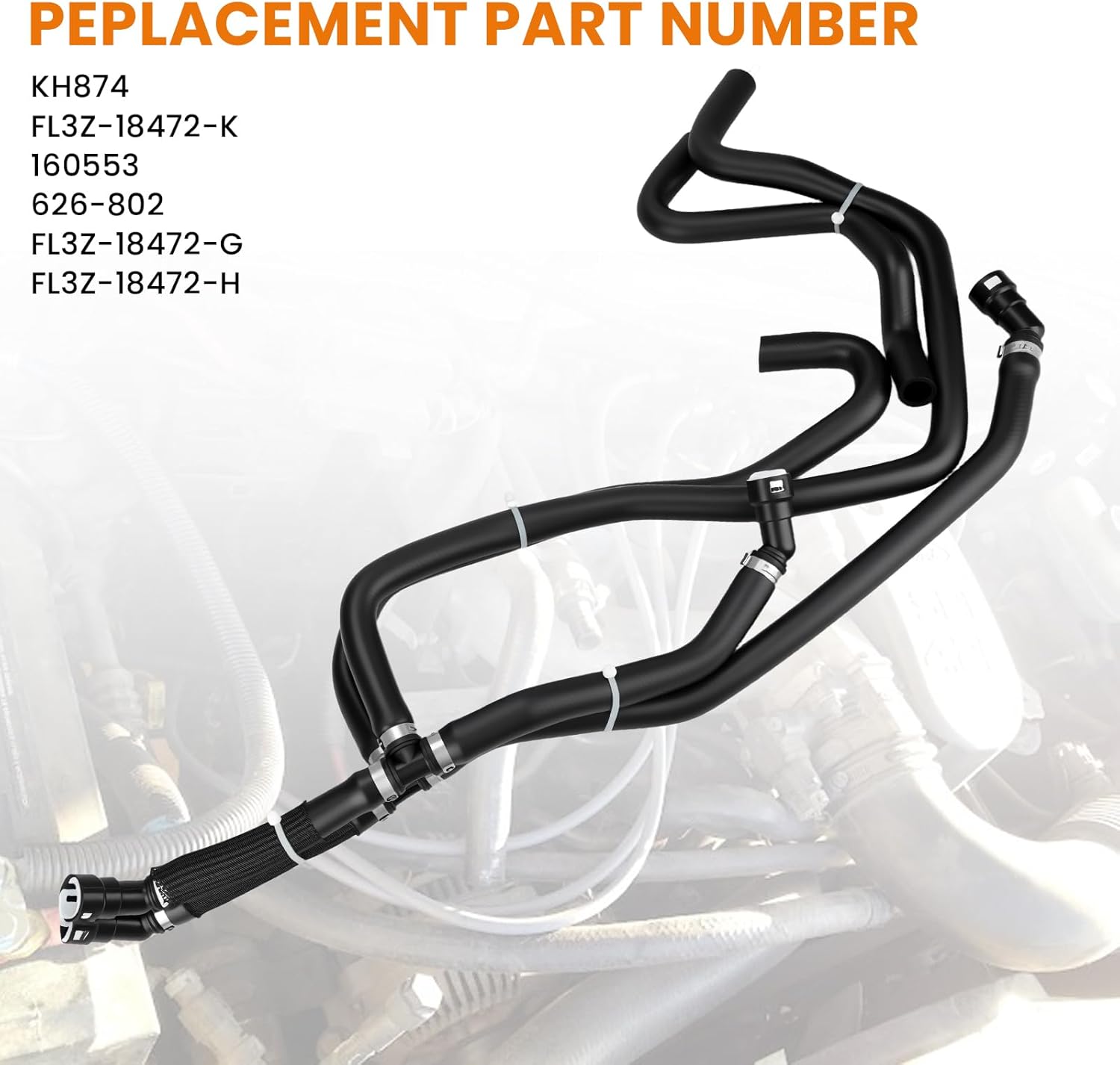 626-802 Engine Heater Hose Inlet & Outlet Assembly Compatible With Ford Models F-150 2015 2016 2017 5.0L, Replaces KH874 FL3Z-18472-K 160553 FL3Z-18472-G