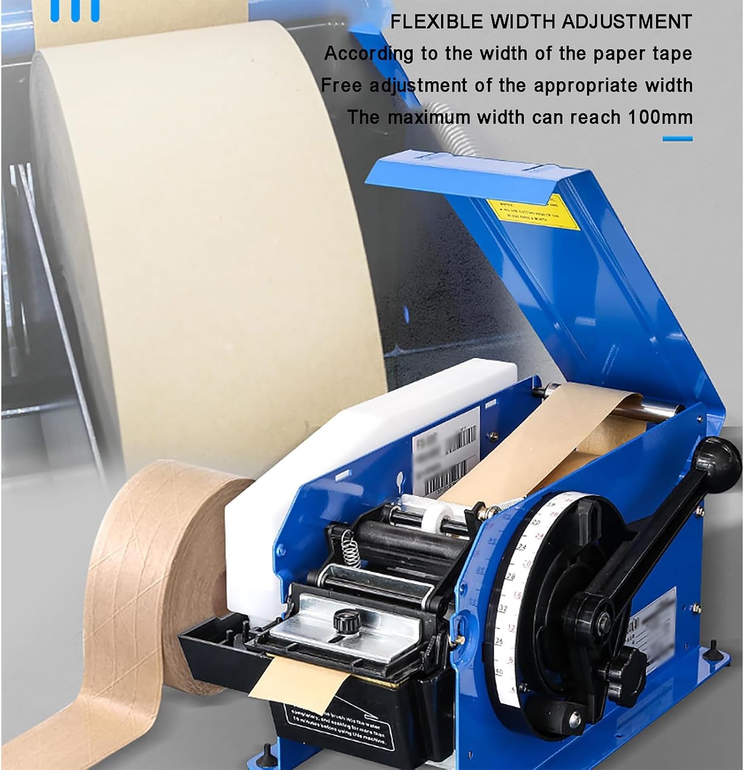 Carton Sealing Machine, Semi-Automatic Water Activated Tape Dispenser with Water Tank & Scale, Cutting Length 10-100cm, Ideal for Warehouse Packaging