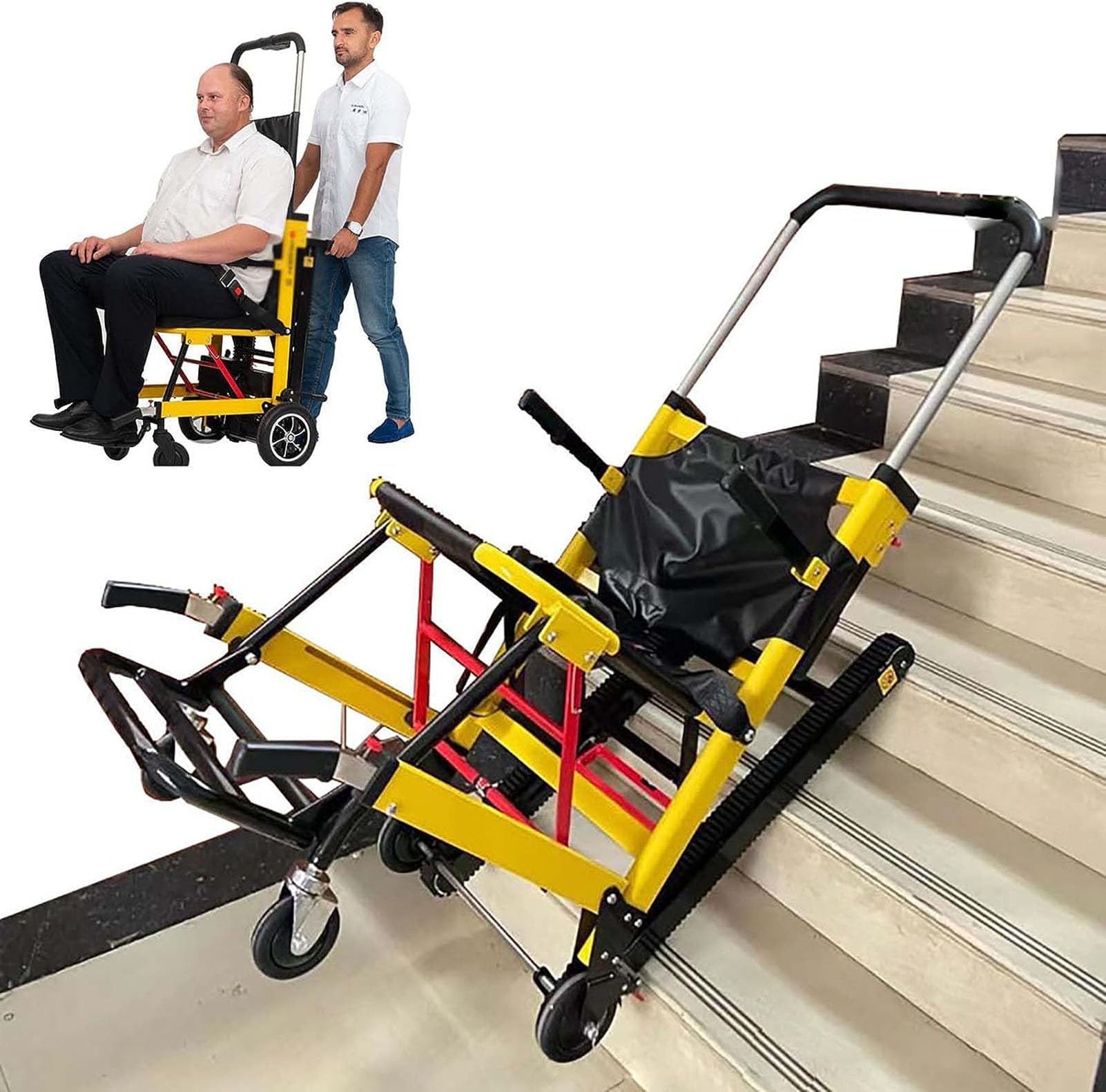 HSRG Electric Wheelchair Stair Lift, Portable Folding Crawler Stair Climber Wheelchair with Lithium Battery, Can Go Up and Down Stairs Chair for Disabled and Elderly, Load Capacity 353lb