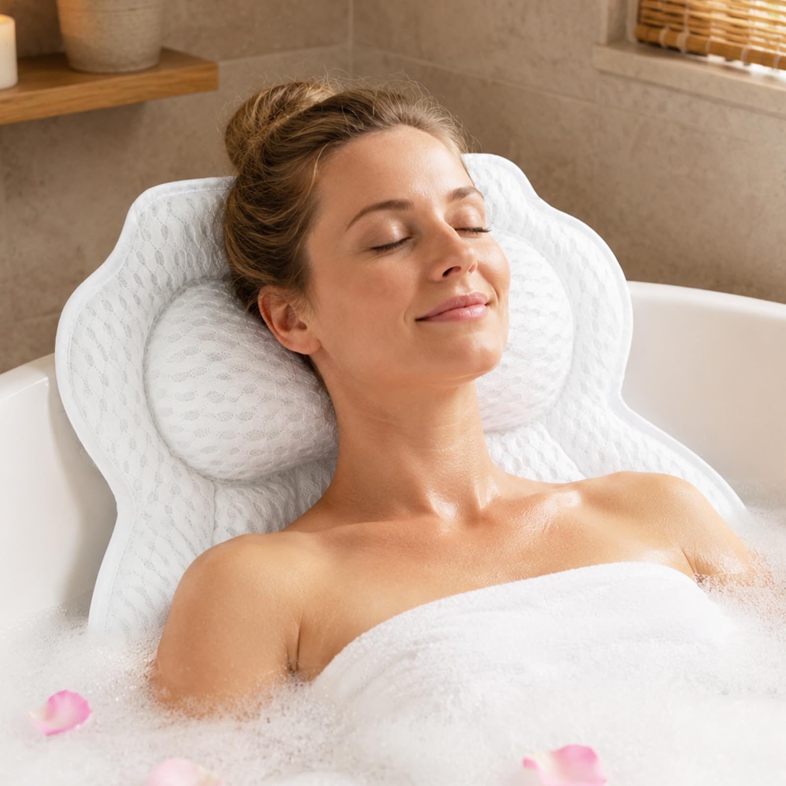 Luxury Bath Pillows for Tub, Bathtub Pillow for Head, Neck Support