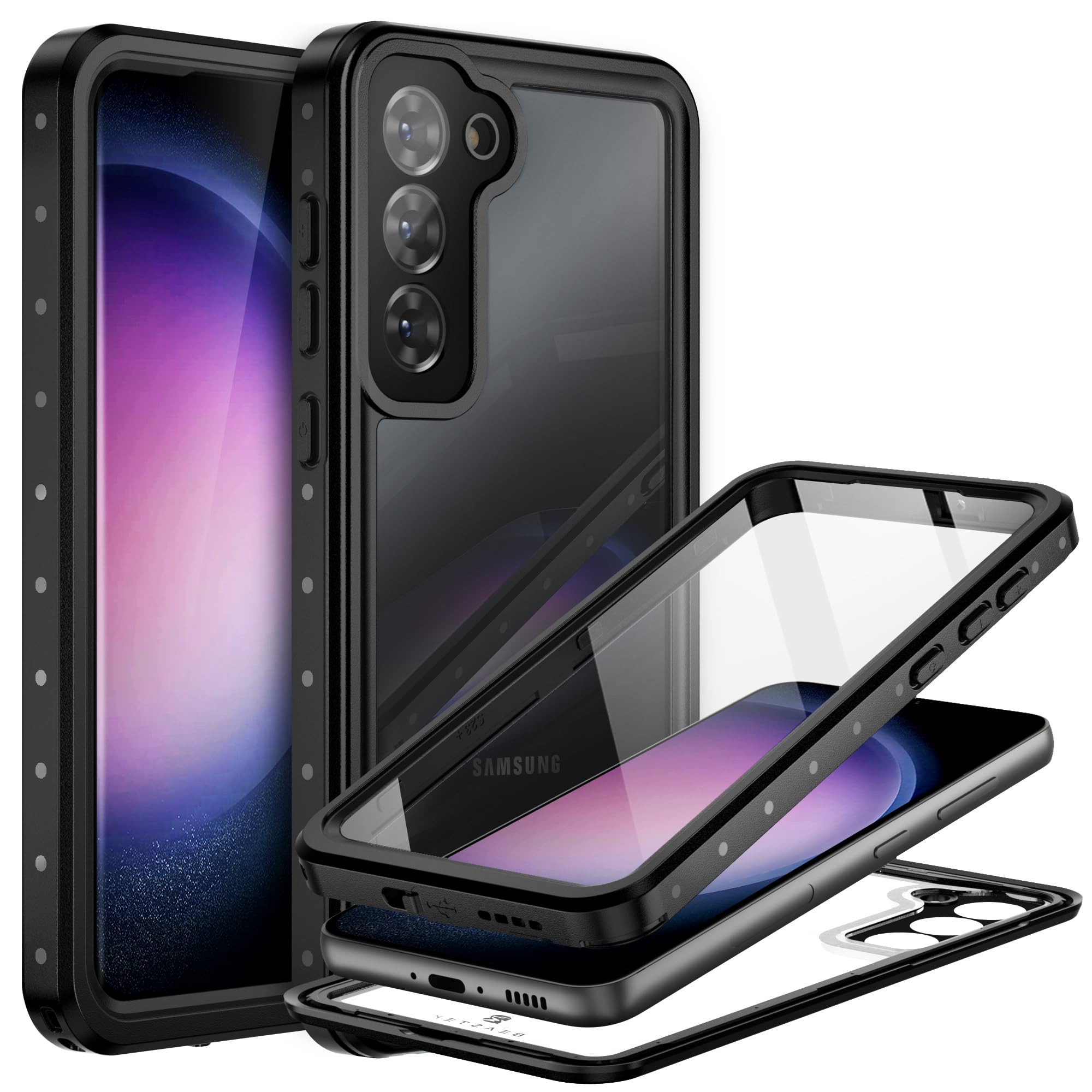 BEASTEK Waterproof Galaxy S23 Plus Case Shockproof Dustproof IP68 Underwater, NRE Series with Built-in Screen Protector Full Body Anti-Scratch Cover for Samsung Galaxy S23PLUS (6.6") (Clear)