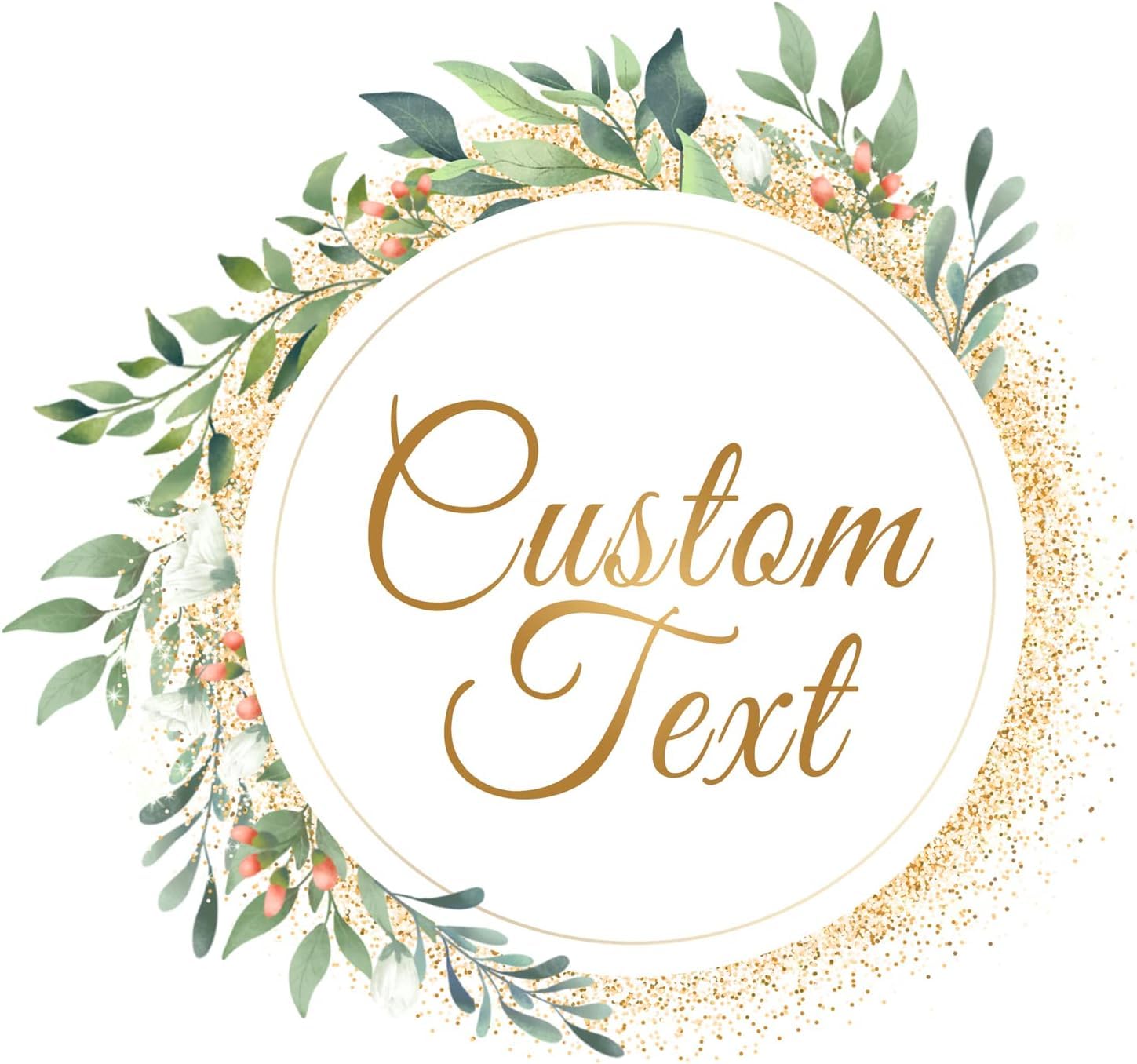 Personalised Custom Stickers Labels for Wedding Favours, Birthday, Business Logo, Customised, Waterproof, Fade-Resistant (Wreath Pattern 2, 100mm)