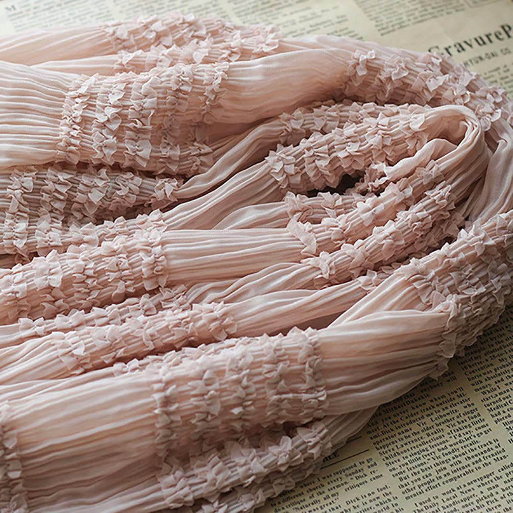 150 cm breit, 300 cm lang, faltiger Krepp-Chiffon-Stoff, Spitze, bestickter Chiffon-Stoff, Meterware, Chiffon-Stoff für die Kleiderherstellung