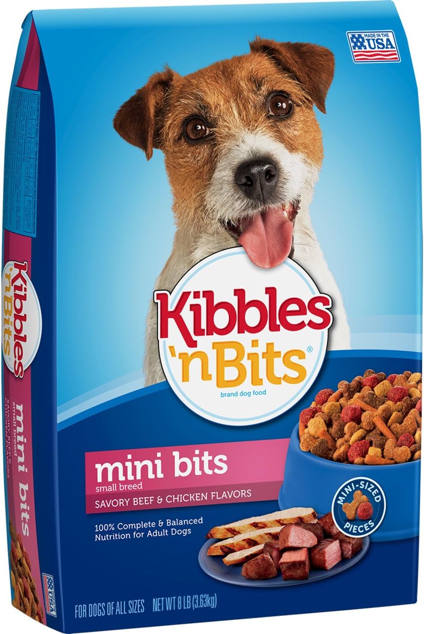 Kibbles 'N Bits Small Breed Mini Bits Savory Beef & Chicken Flavors Dog Food, 8-Pound 8 Pound (Pack of 1)