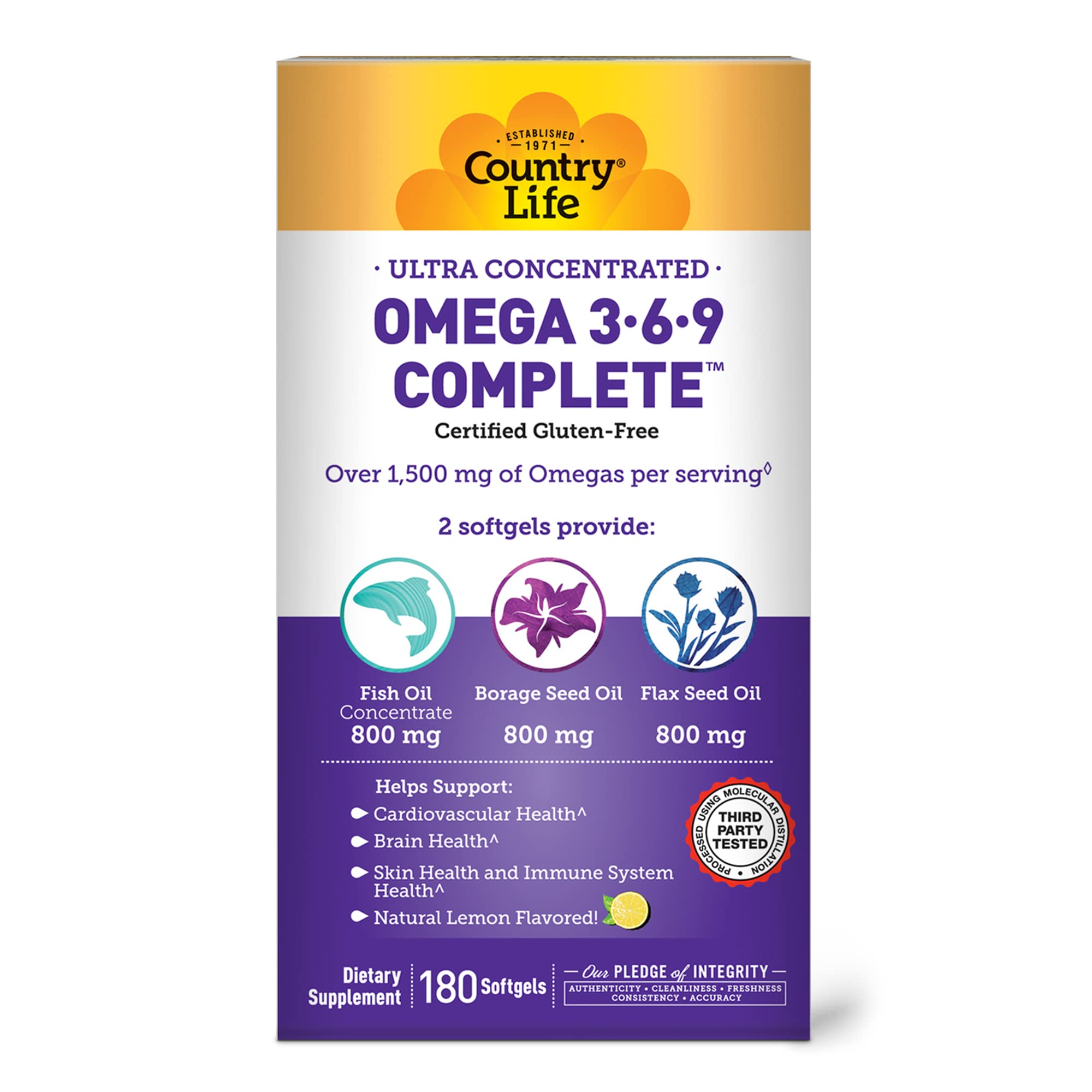 Country Life Ultra Concentrated Omega, 3-6-9,180-Softgels