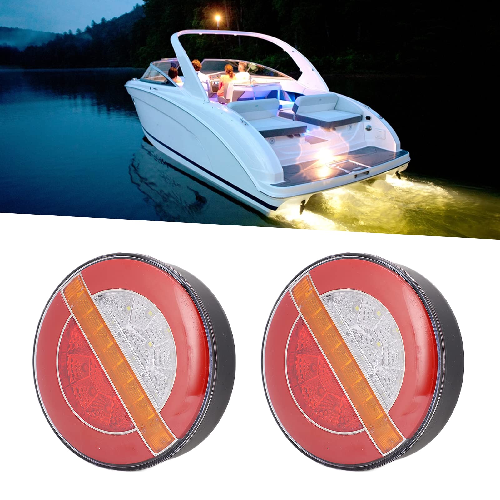 Acouto 2PCS LED Tylne Tylne światła 24 V Zamknij Wskaźnik Hamulca Lampa Zatrzymana Ipx6 dla Przyczepy Ciężarówki RV Ogon Lightturn Lampa - Lampeverse Lamptrold Ogonowa