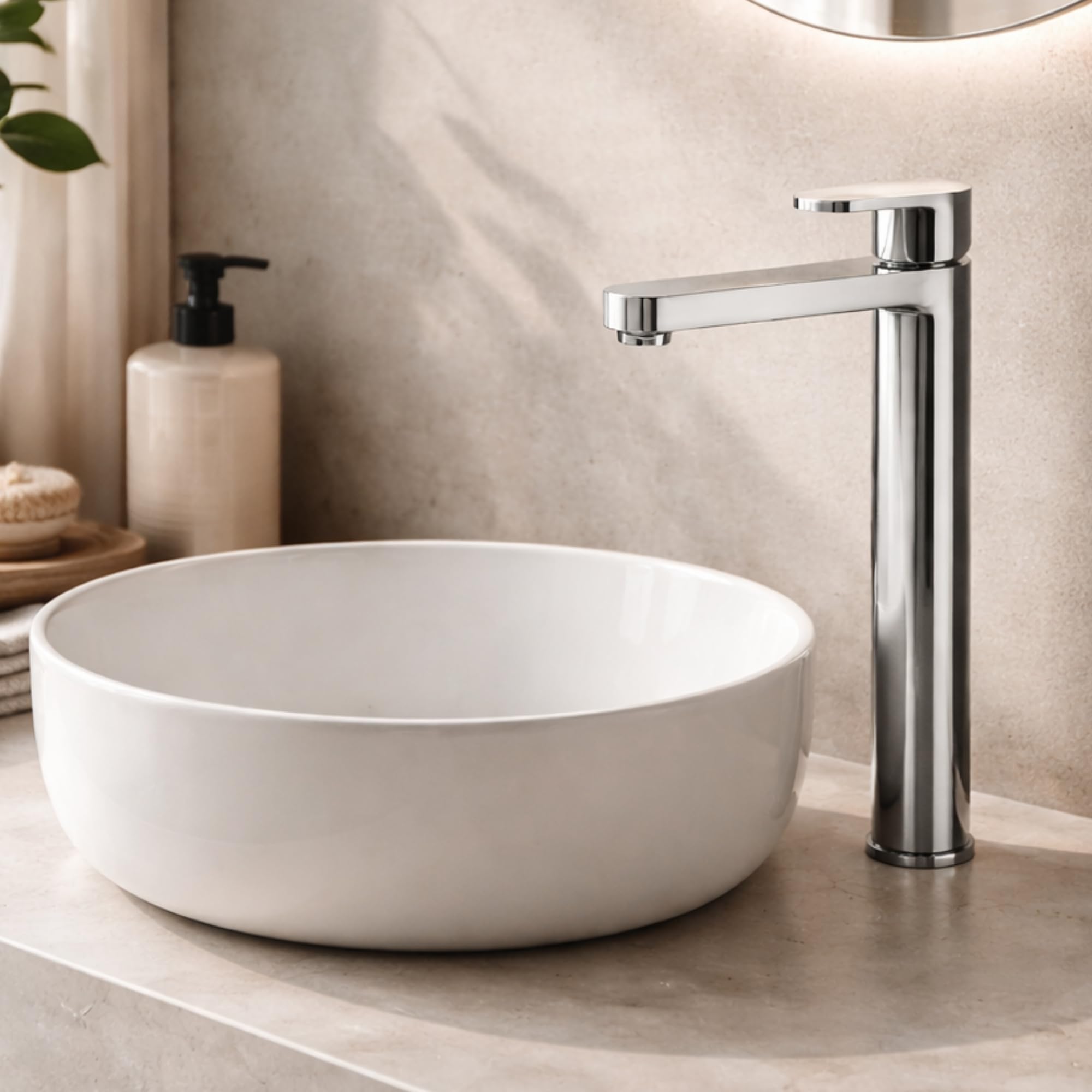 Ecstasy Blade - Grifo monomando para lavabo alto cromado - Grifo monomando para lavabo de encimera o recipiente con fijaciones
