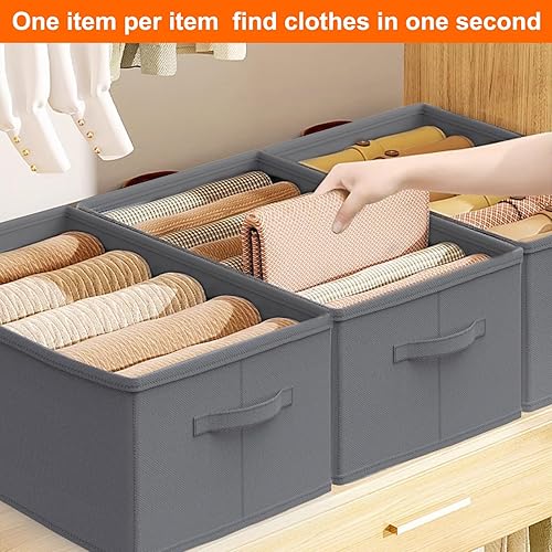 Miniatura 5 de ZHSX Organizador de ropa para armario, paquete de 4 unidades, organizador plegable de suéter para armario con asas, cajas de almacenamiento de ropa