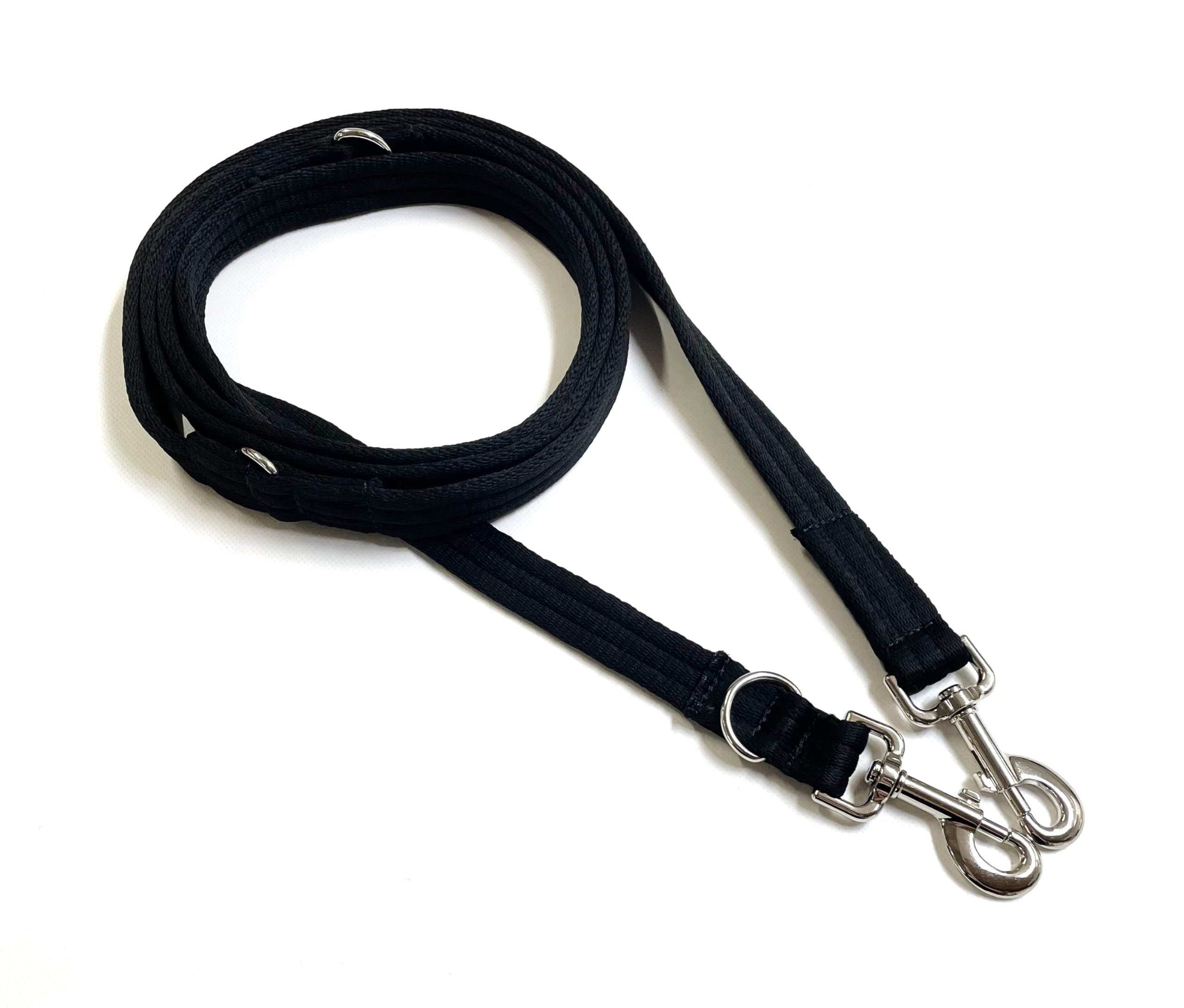 Double Ended Dog Training Lead Police Style Adjustable Leash 15ft (4.5 Metres) Multi-Functional In Air Webbing (Forest Green/Yellow, 25mm Air Webbing)