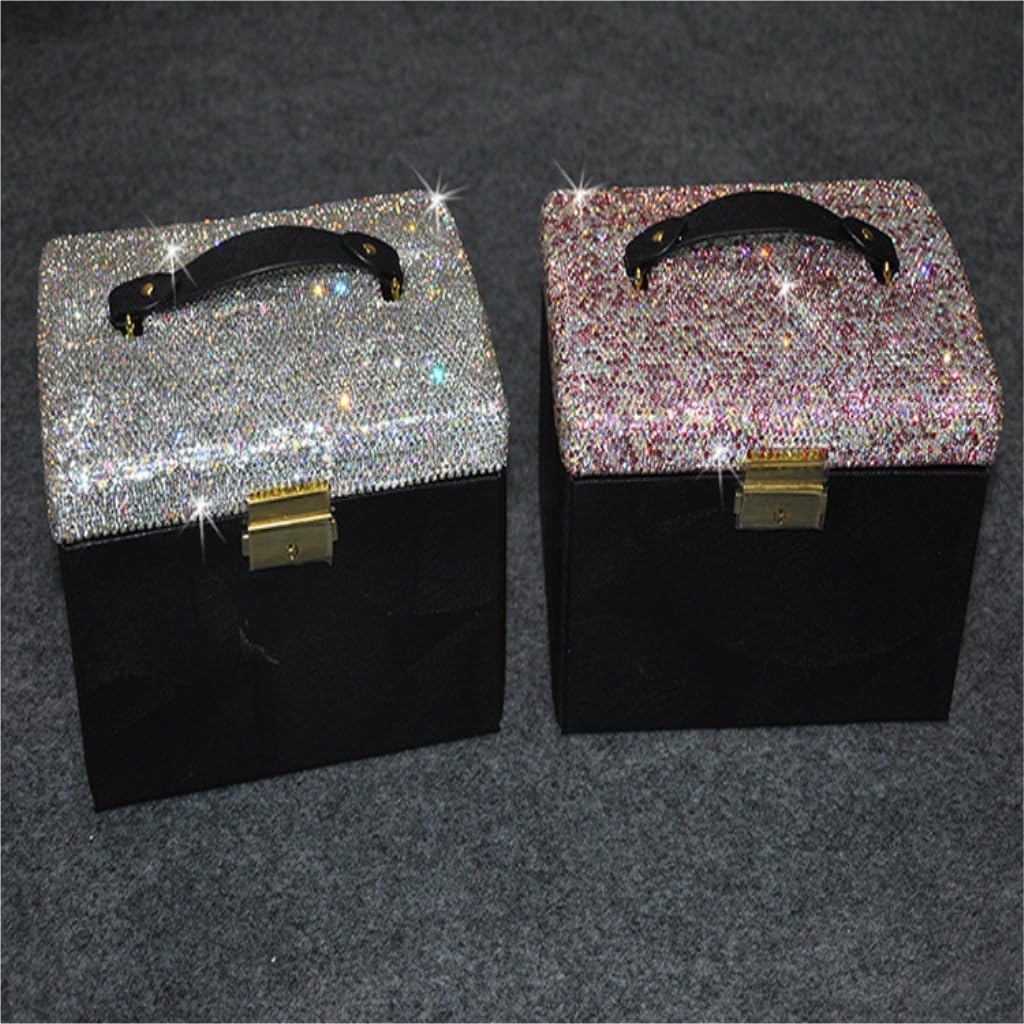 Joyero de almacenamiento de doble capa, organizador de espejo multifuncional, diseño creativo para mujeres y niñas, solución de almacenamiento de diamantes portátil y elegante