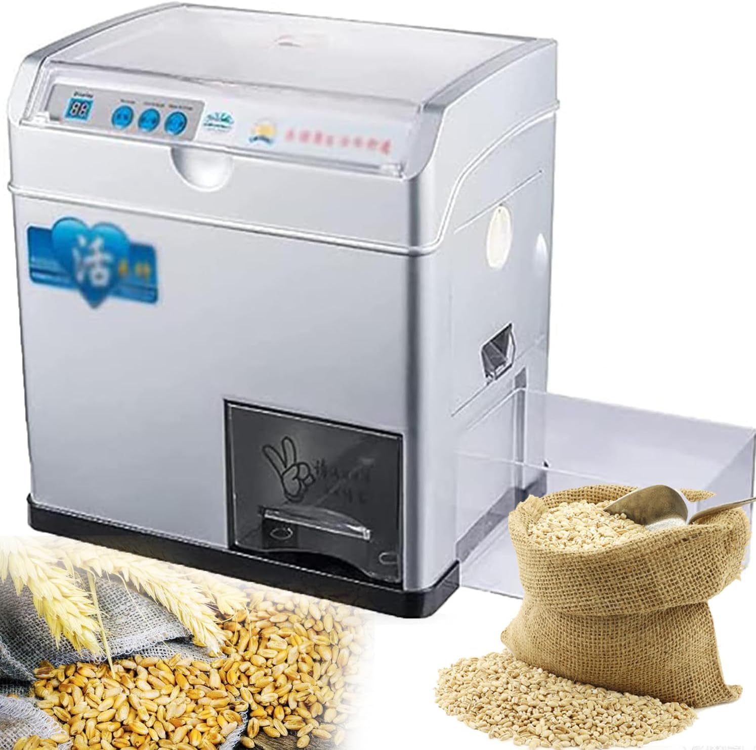 Rice Milling Machine, Automatic Rice Bran Separator, 500W Rice Husker Sheller Grinder,for Home and Restaurant