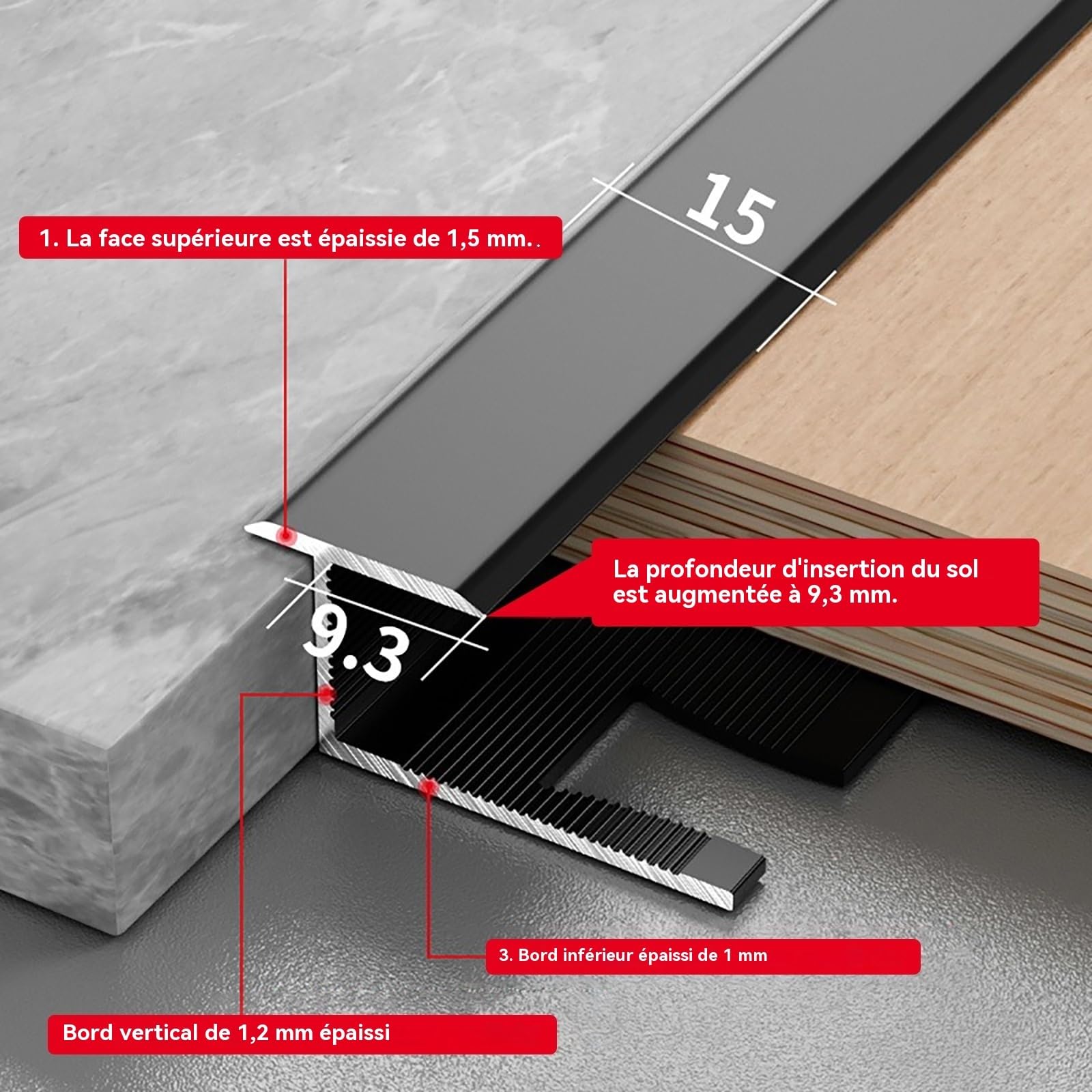 Profile Carrelage Flexible Profil De Transition Aluminium 90cm* 3 Pièces Baguette De Finition Solution Pratique Et Élégante pour Les Coins De Votre Maison Ou Bureau(Gold,10.5mm)