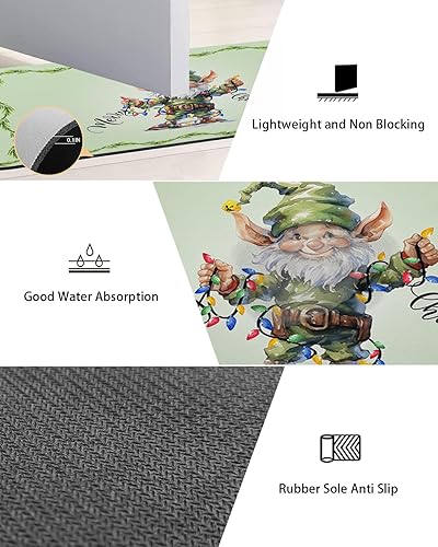 Miniatura 4 de Tapete de baño de gnomos verdes para bañera, tapete antideslizante de secado rápido y absorbente, tierra de diatomeas, fregadero de ducha para