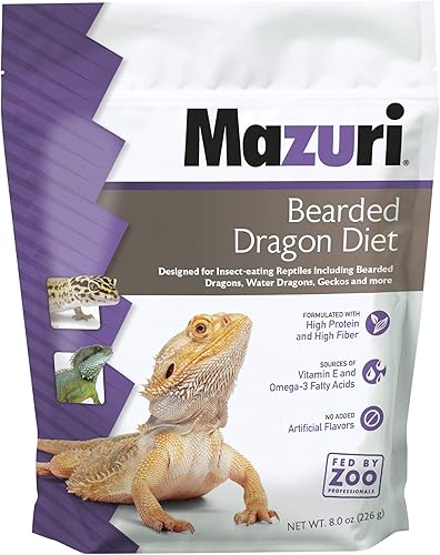 Mazuri Comida de dragón barbudo - Porción de insectos de una dieta completa Bolsa de 8 onzas (8 onzas)