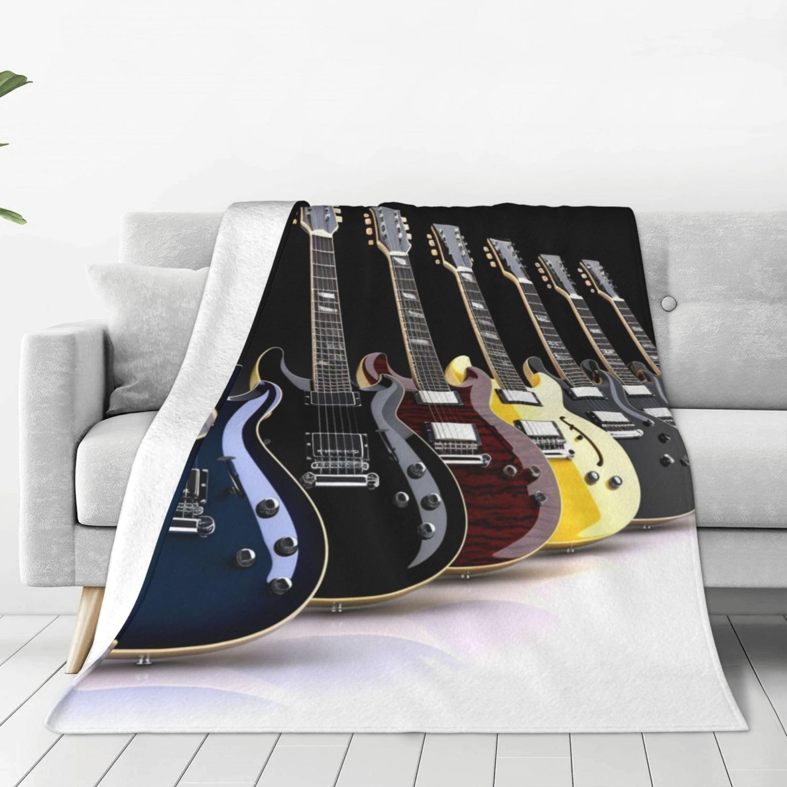 KLOPH Electric Guitar Throw Blanket 40"x30" Flannel Fluffy Warm Blanket for Couch, Reversible Plush Blankets for Bed, Comfy Fuzzy Blanket for Sofa, Plush Lightweight-Blankets for All Season