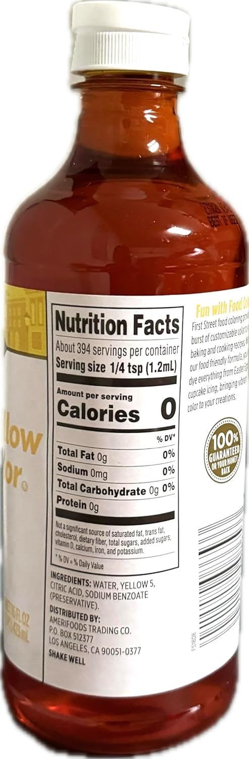 Lemon Yellow Food Color by First Street, 16 Ounce, Pack of 1