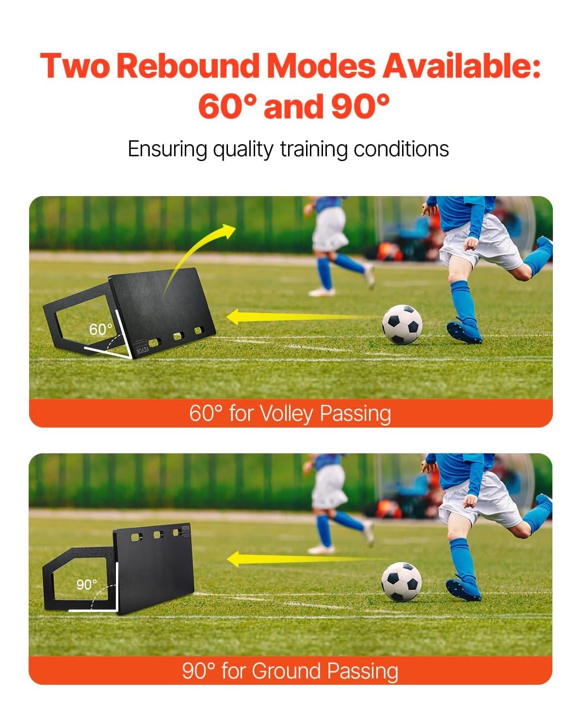 VEVOR Pedana da Rimbalzo da Calcio, Muro da Calcio Portatile 40"X16" con Rimbalzo a 2 Angoli, Pedana da Rimbalzo Pieghevole in HDPE, Attrezzatura da Allenamento Pratica di Passaggio e Tiro